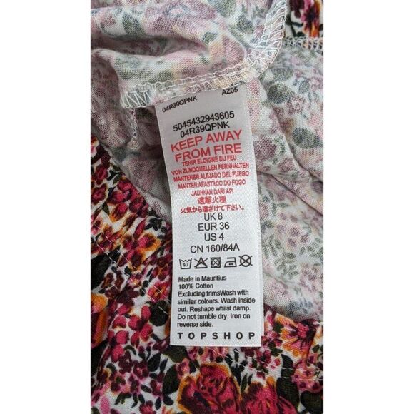 Topshop Womens Size 4 Multicolor Floral Strapless Cropped Bandeau Tube Top - Picture 6 of 6